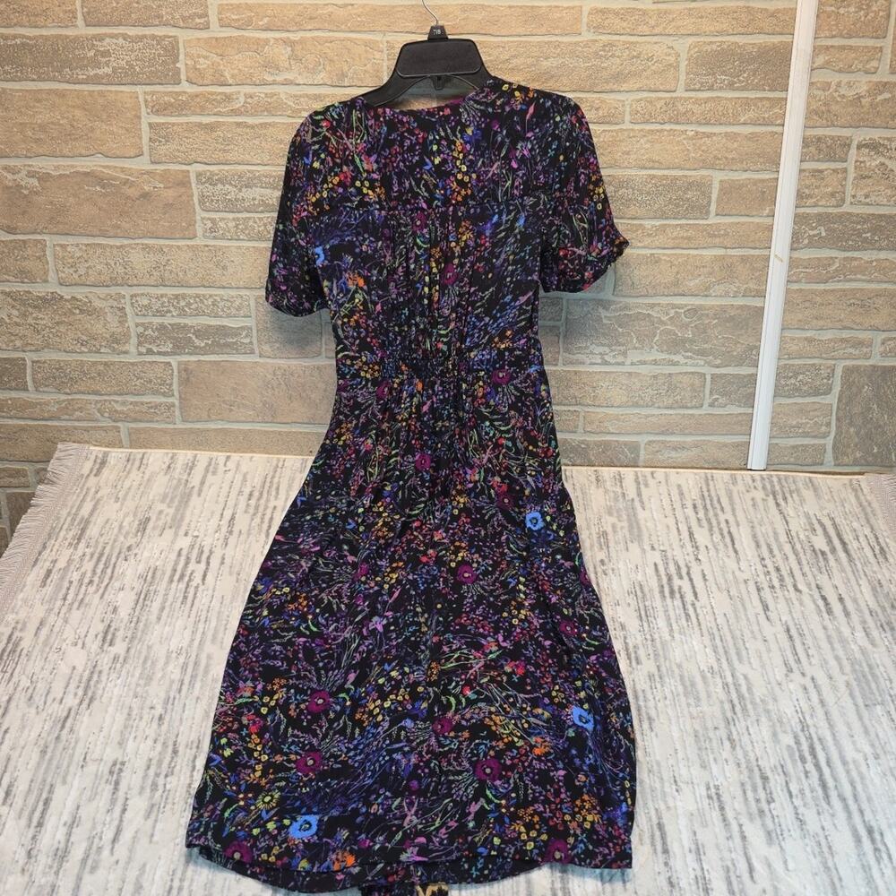 Anthropologie Maeve Floral Leopard Dress Faux Wrap Morgan Midi Sz 0 - Picture 10 of 12